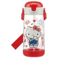 日本Skater 儿童背带吸管杯 480ml - Hello Kitty